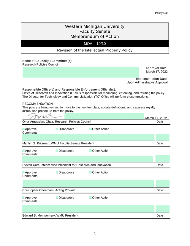Revision Of The Intellectual Property Policy screenshot