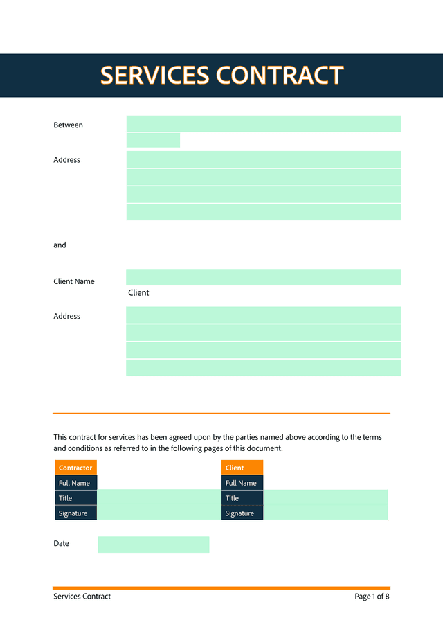Services Contract screenshot