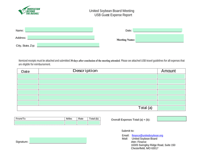 USB Guest Expense Report screenshot
