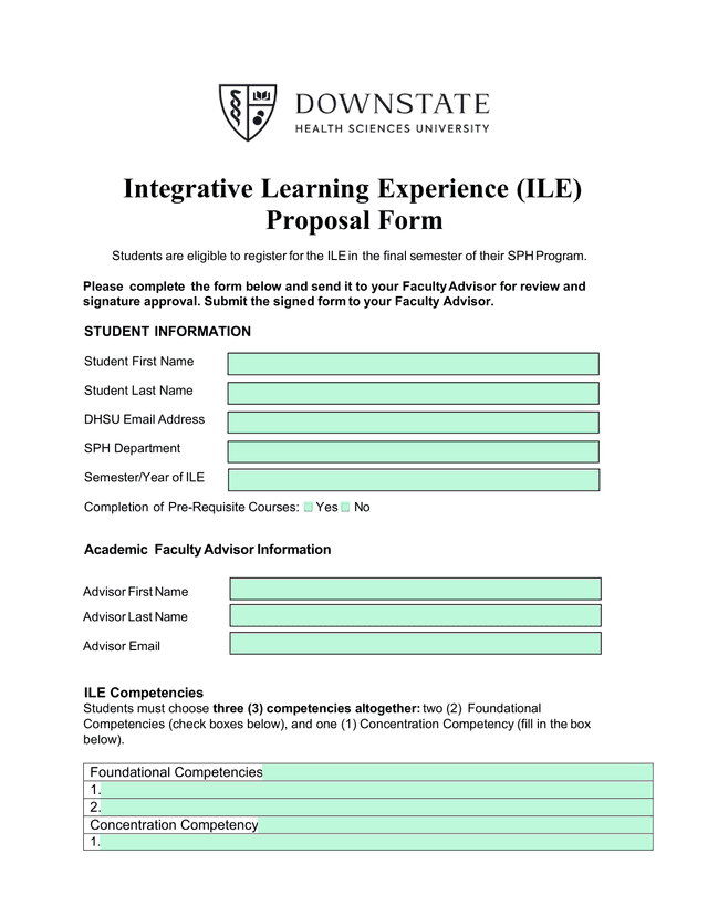Integrative Learning Experience (ILE) Proposal Form screenshot