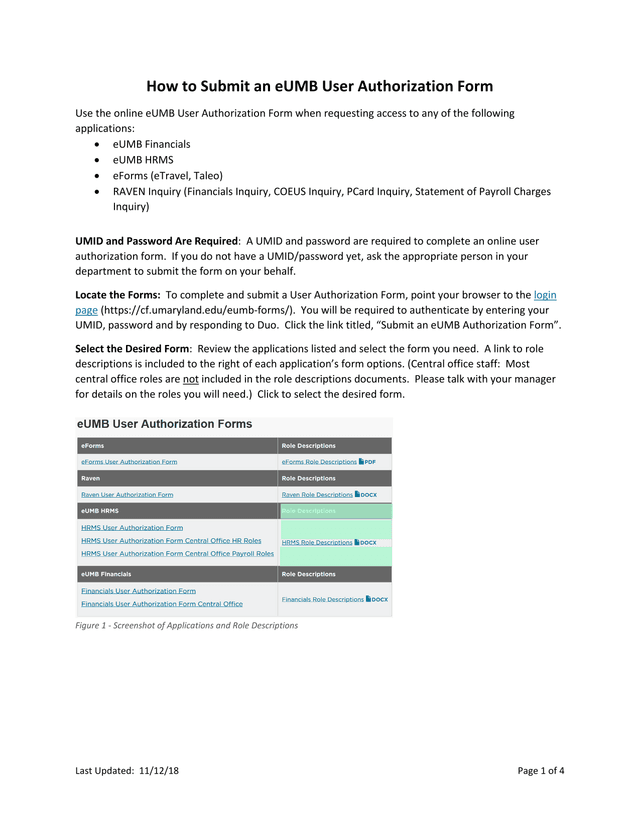 How To Submit An EUMB User Authorization Form screenshot