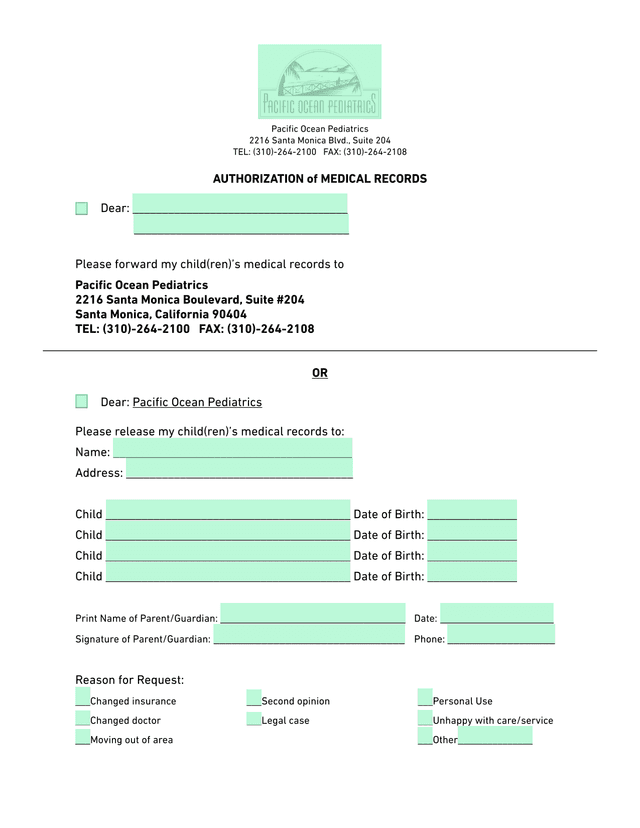 Authorization Of Medical Records screenshot