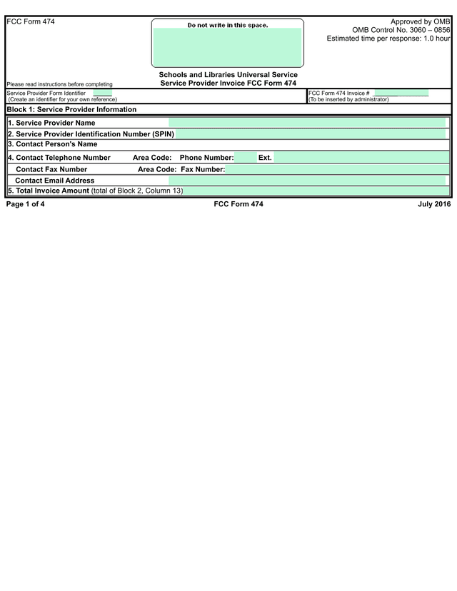 FCC Form 474 screenshot