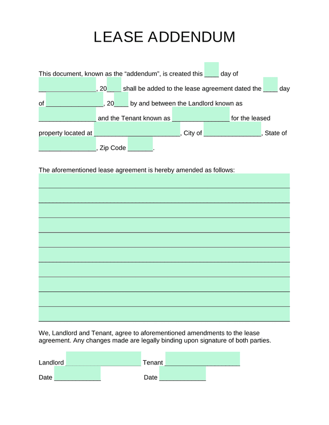 Lease Addendum screenshot