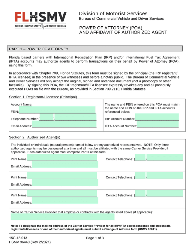 Power Of Attorney (POA) And Affidavit Of Authorized Agent screenshot