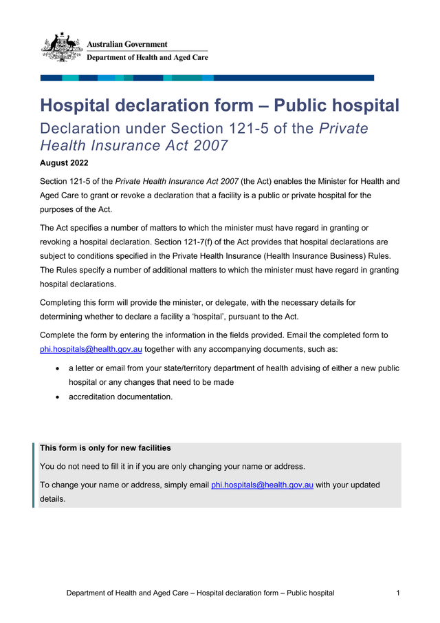 Hospital Declaration Form  Public Hospital screenshot