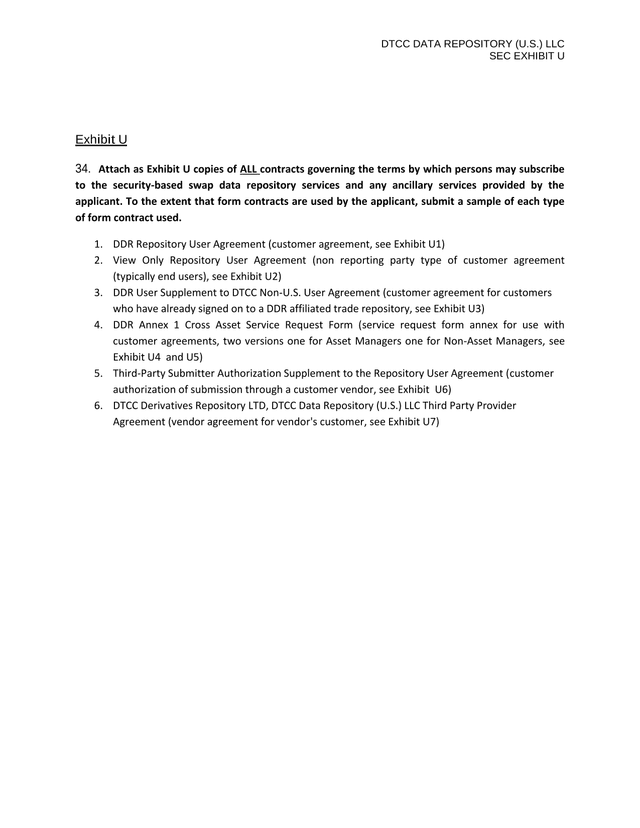 DTCC Data Repository (U.S.) LLC SEC Exhibit U screenshot