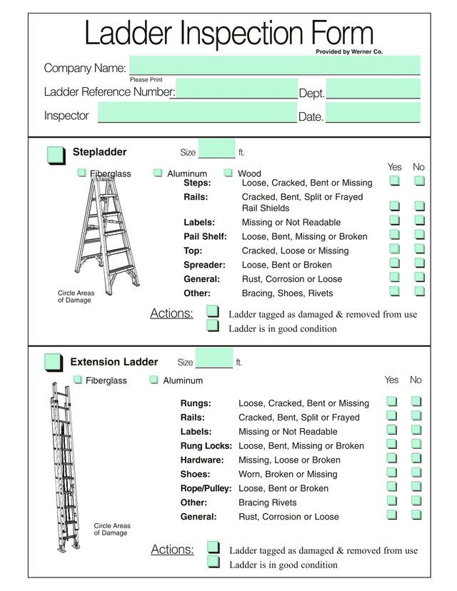 Ladder Inspection Form screenshot
