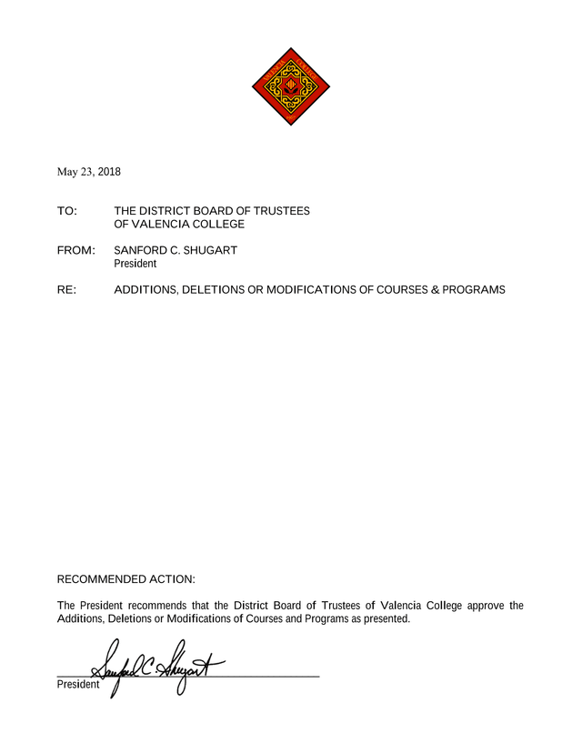 Valencia College Curriculum Committee Minutes screenshot