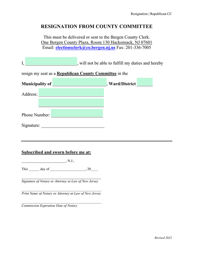 Resignation From County Committee screenshot