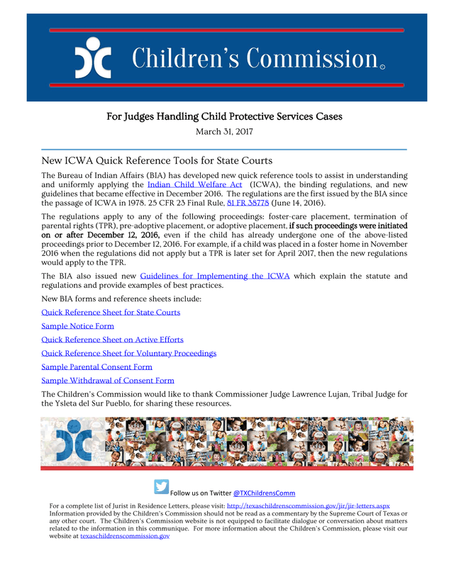 New ICWA Quick Reference Tools For State Courts screenshot