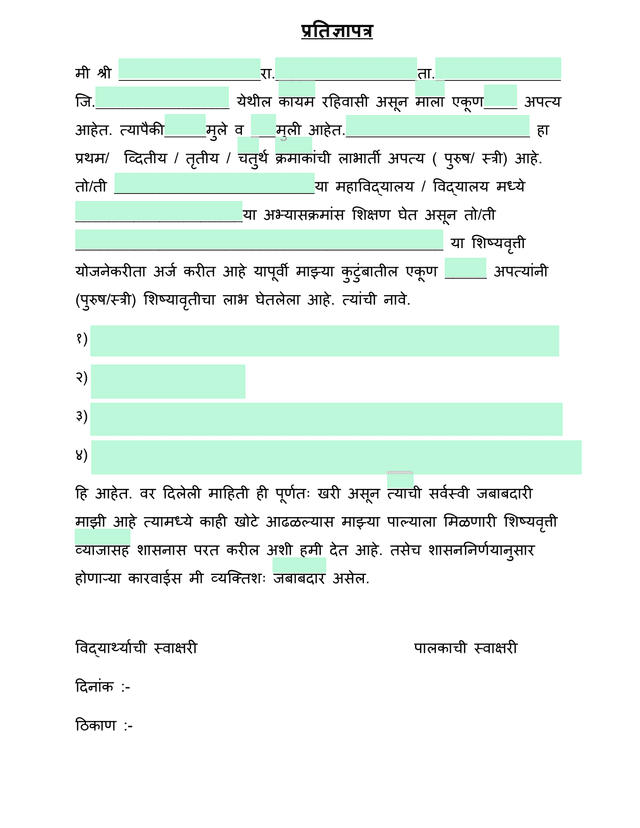Declaration Form screenshot