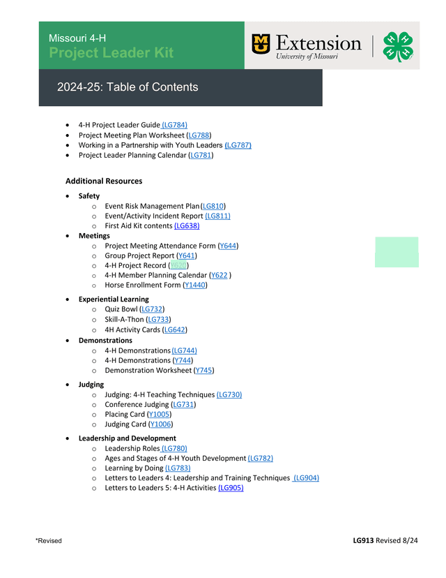 Missouri 4 H Project Leader Kit screenshot