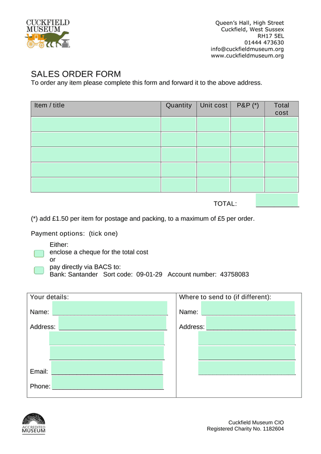 Sales Order Form screenshot