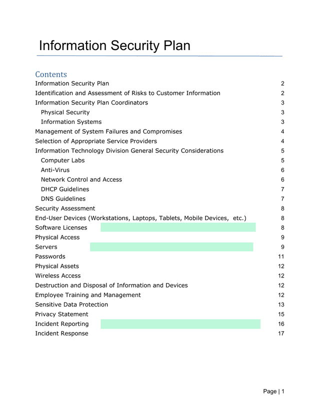 Information Security Plan screenshot
