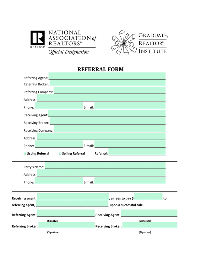 Referral Form screenshot