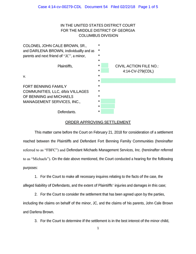 Order Approving Settlement screenshot