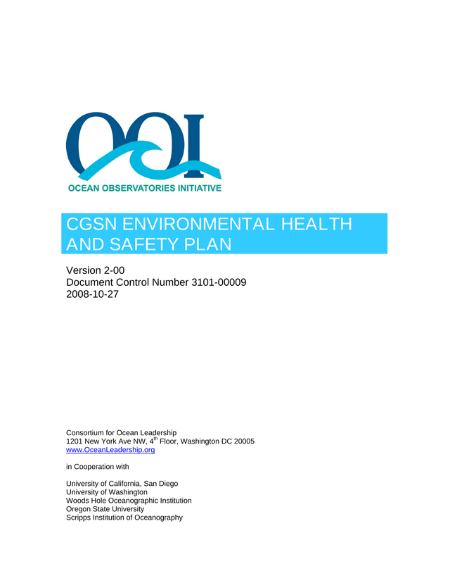 CGSN Environmental Health And Safety Plan screenshot