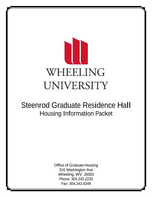 Steenrod Graduate Residence Hall Housing Information Packet screenshot