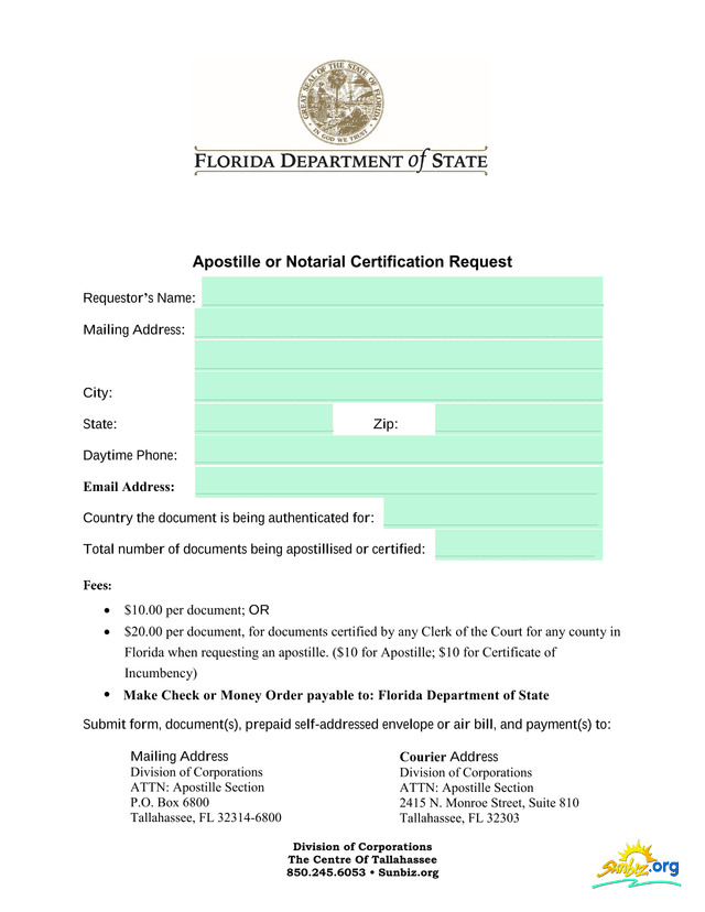 Apostille Or Notarial Certification Request screenshot