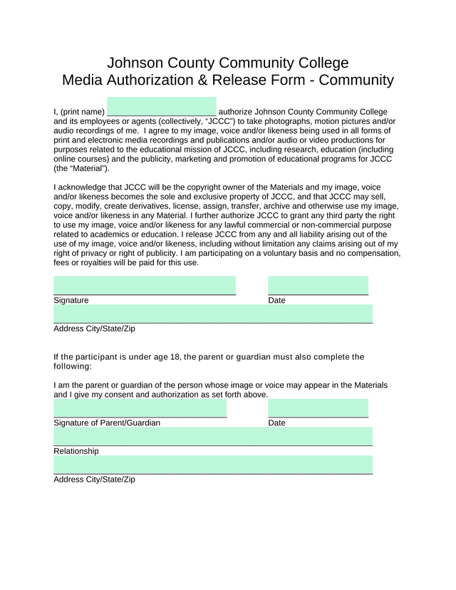 Media Authorization  Release Form   Community screenshot