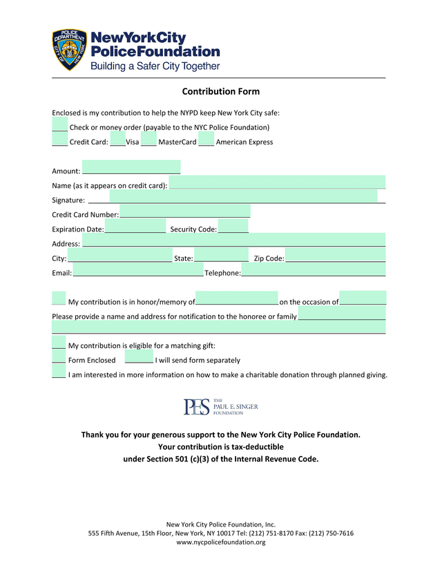 Contribution Form screenshot