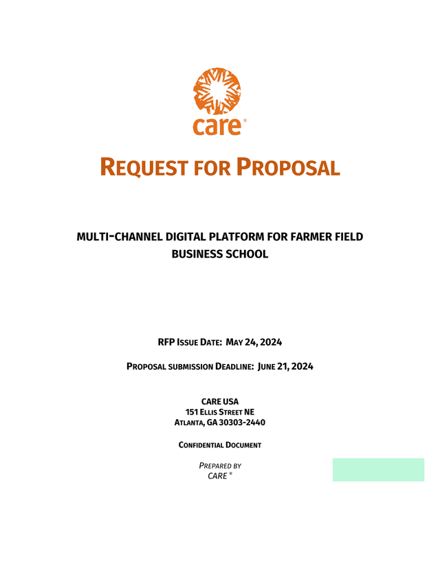 Request For Proposal Multi Channel Digital Platform For Farmer Field Business School screenshot
