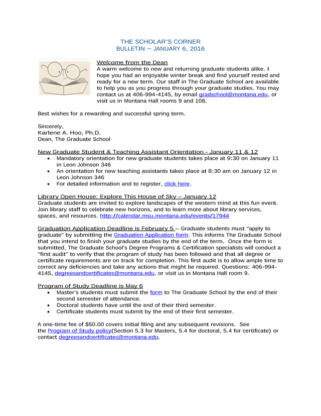 The ScholarS Corner Bulletin screenshot
