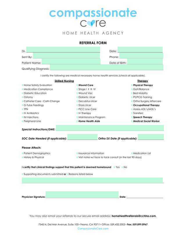 REFERRAL FORM screenshot