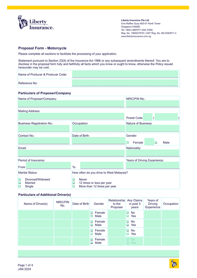 Proposal Form   Motorcycle screenshot