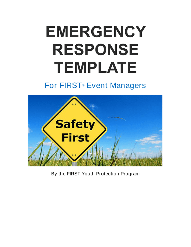 Emergency Response Template For FIRST Event Managers screenshot