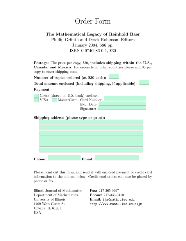 Order Form screenshot