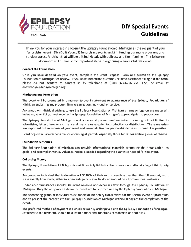 DIY Special Events Guidelines screenshot