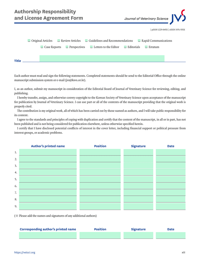 Authorship Responsibility And License Agreement Form screenshot