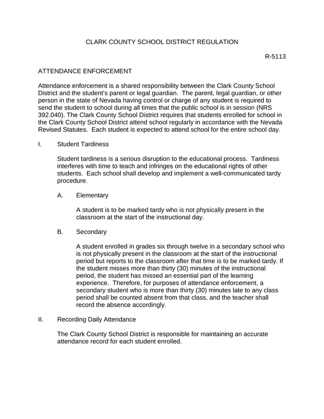 R 5113 Attendance Enforcement screenshot