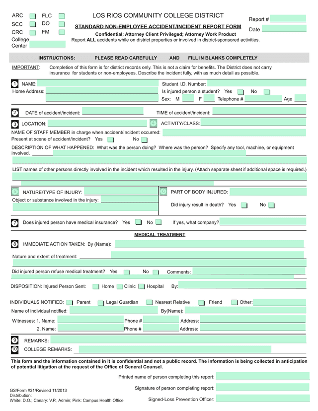 Non Employee AccidentIncident Report Form screenshot