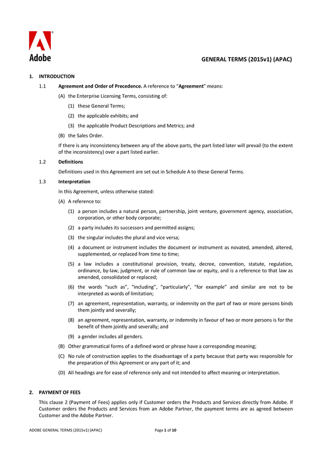 General Terms (2015v1) (APAC) screenshot