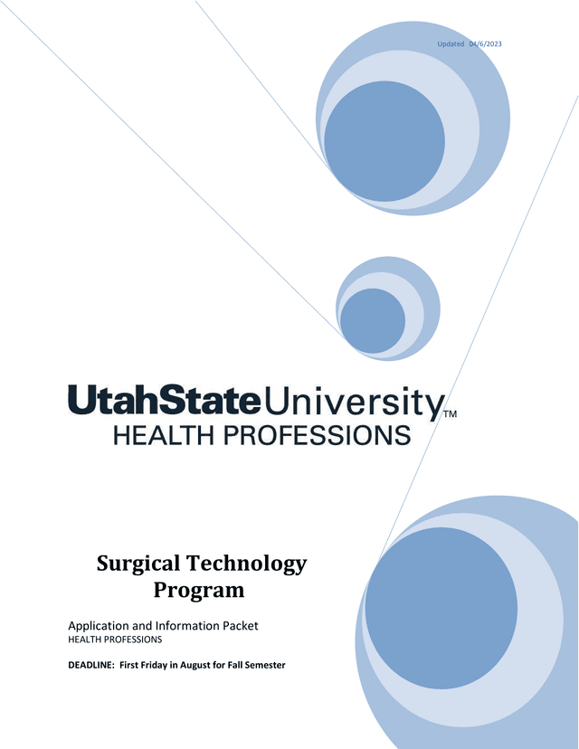 Surgical Technology Program Application And Information Packet screenshot