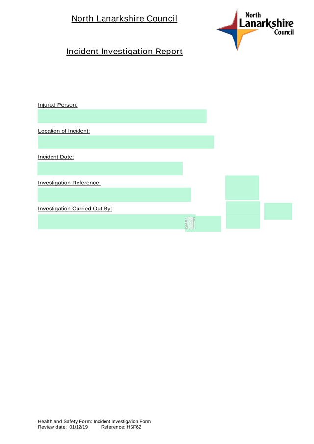 Health And Safety Form Incident Investigation Form screenshot