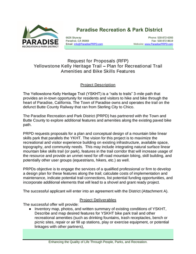 Request For Proposals (RFP)   Yellowstone Kelly Heritage Trail screenshot
