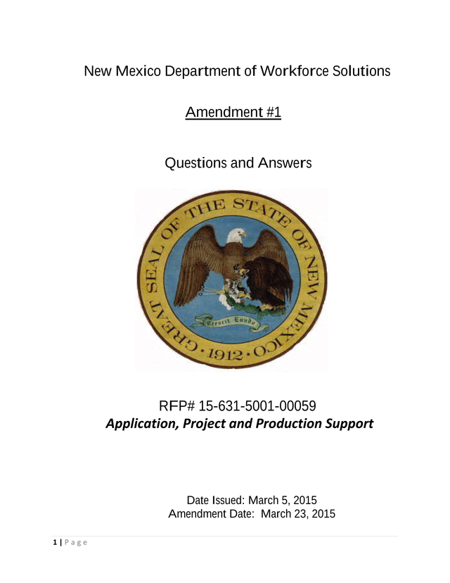RFP 15 631 5001 00059 Application, Project And Production Support screenshot