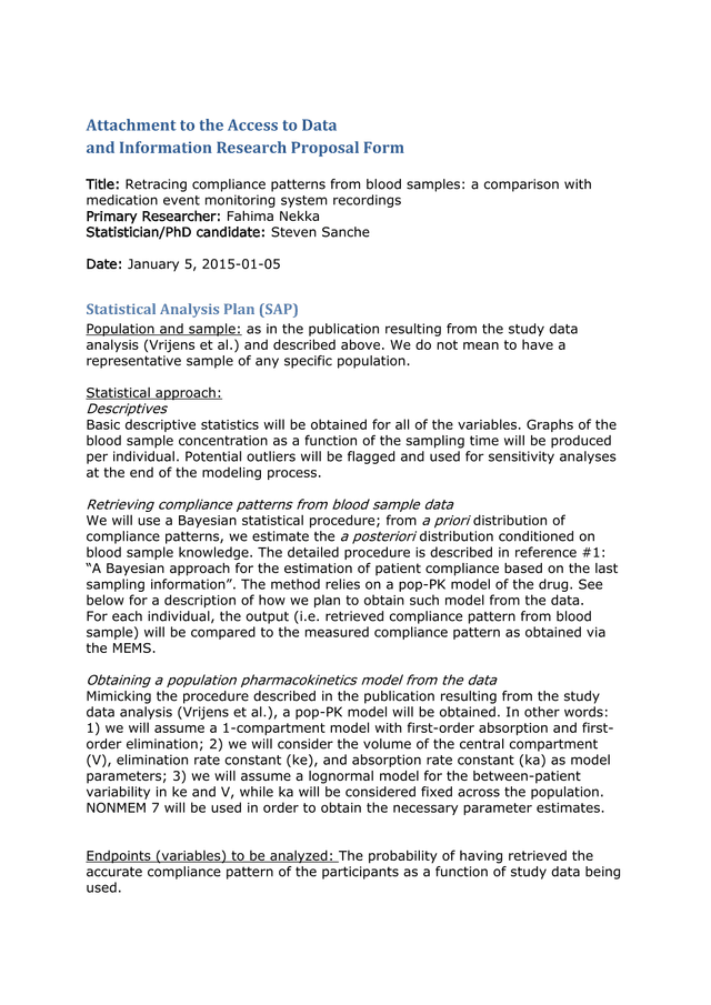 Attachment To The Access To Data And Information Research Proposal Form screenshot