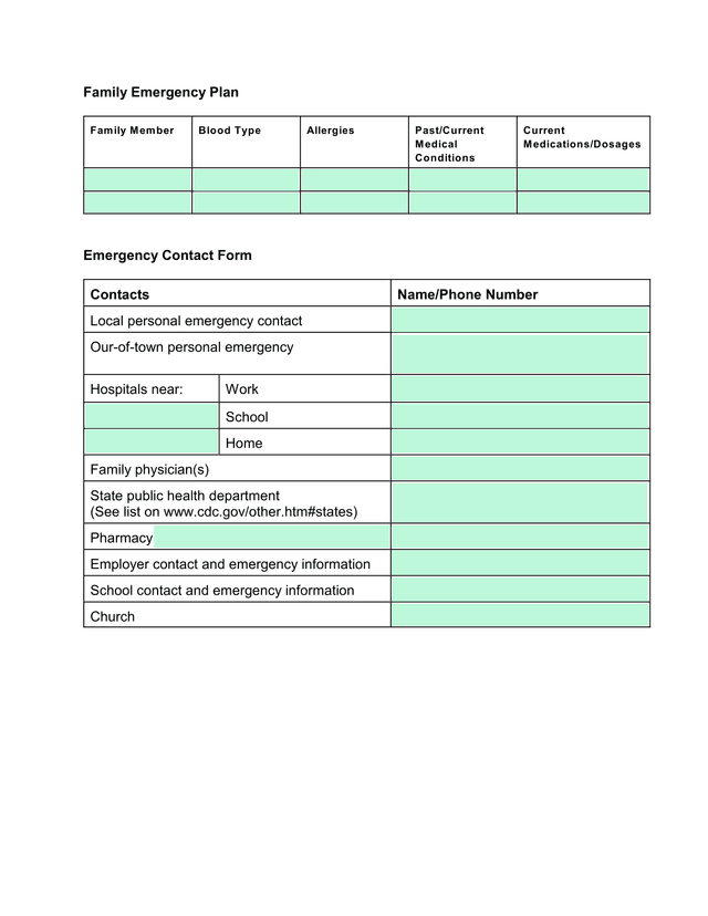 Family Emergency Plan screenshot