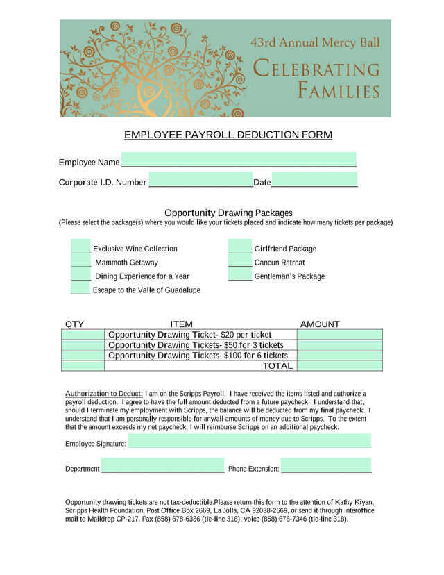 Employee Payroll Deduction Form screenshot