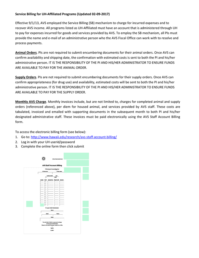 Service Billing For UHAffiliated Programs screenshot