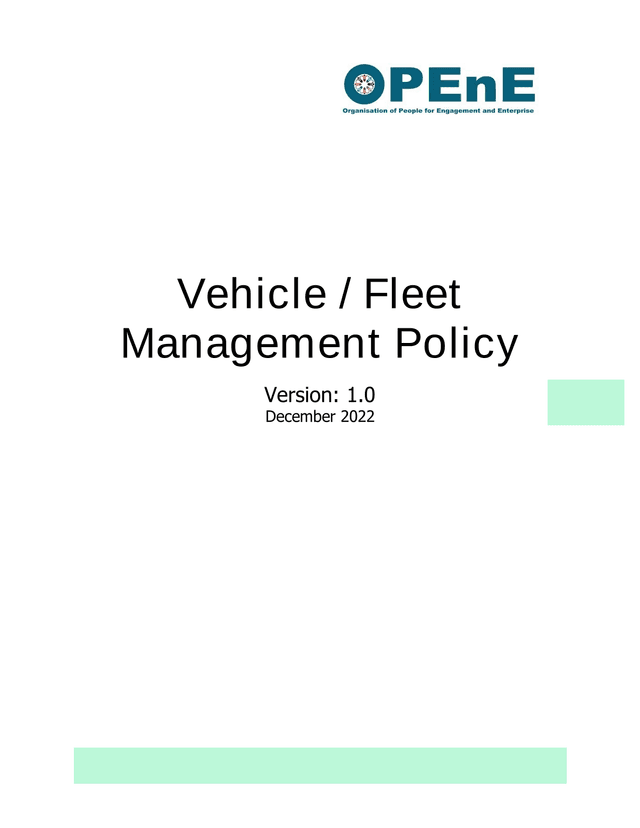Vehicle  Fleet Management Policy screenshot