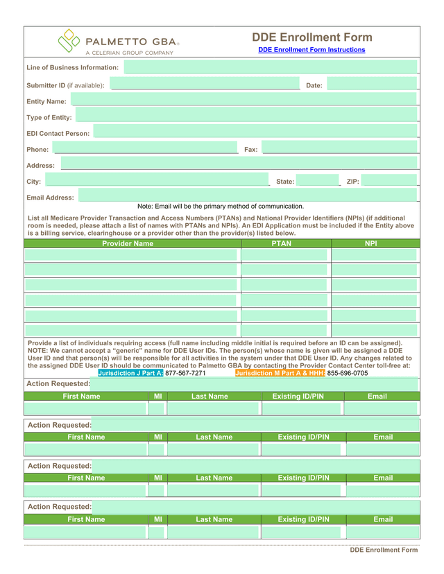 DDE Enrollment Form screenshot