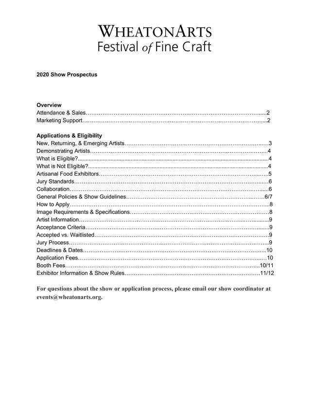 2020 Show Prospectus screenshot