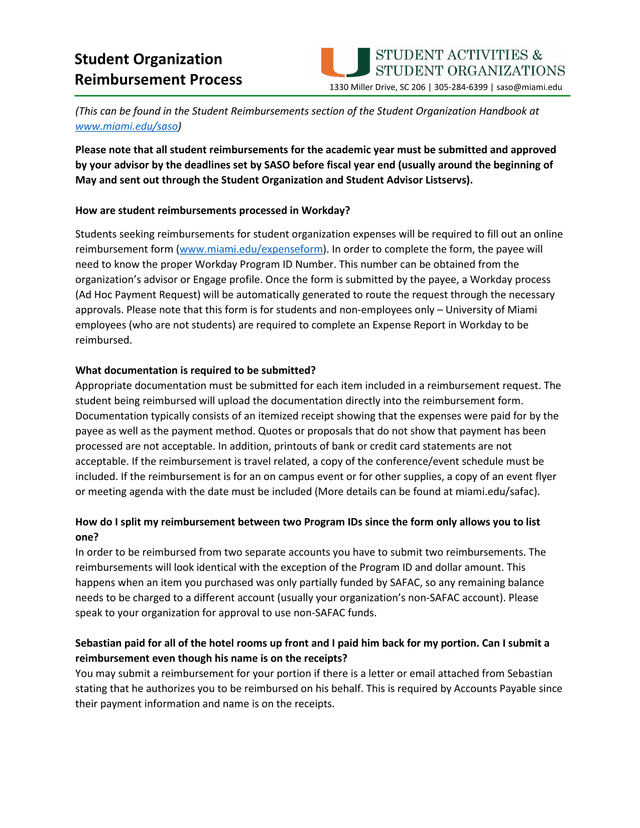 Student Reimbursements Process screenshot
