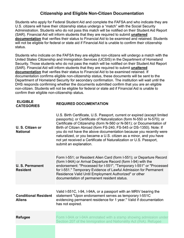 Citizenship And Eligible Non Citizen Documentation screenshot